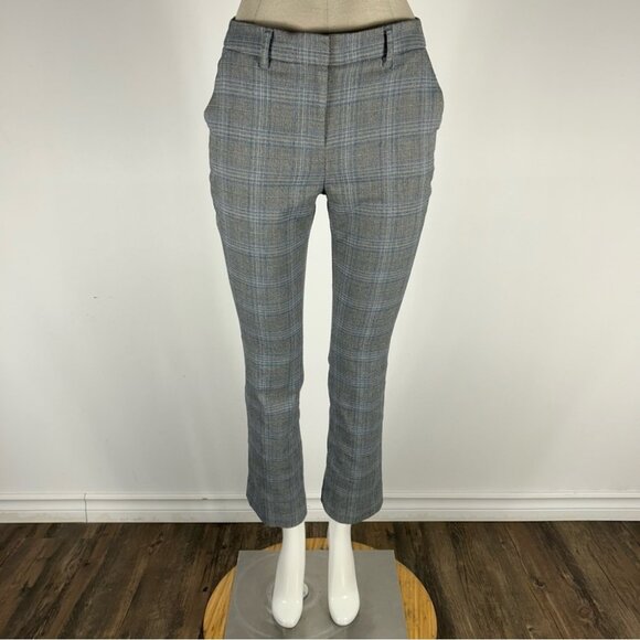💕 WHITE HOUSE BLACK MARKET the slim Gray Plaid Pants 2P - Picture 1 of 10